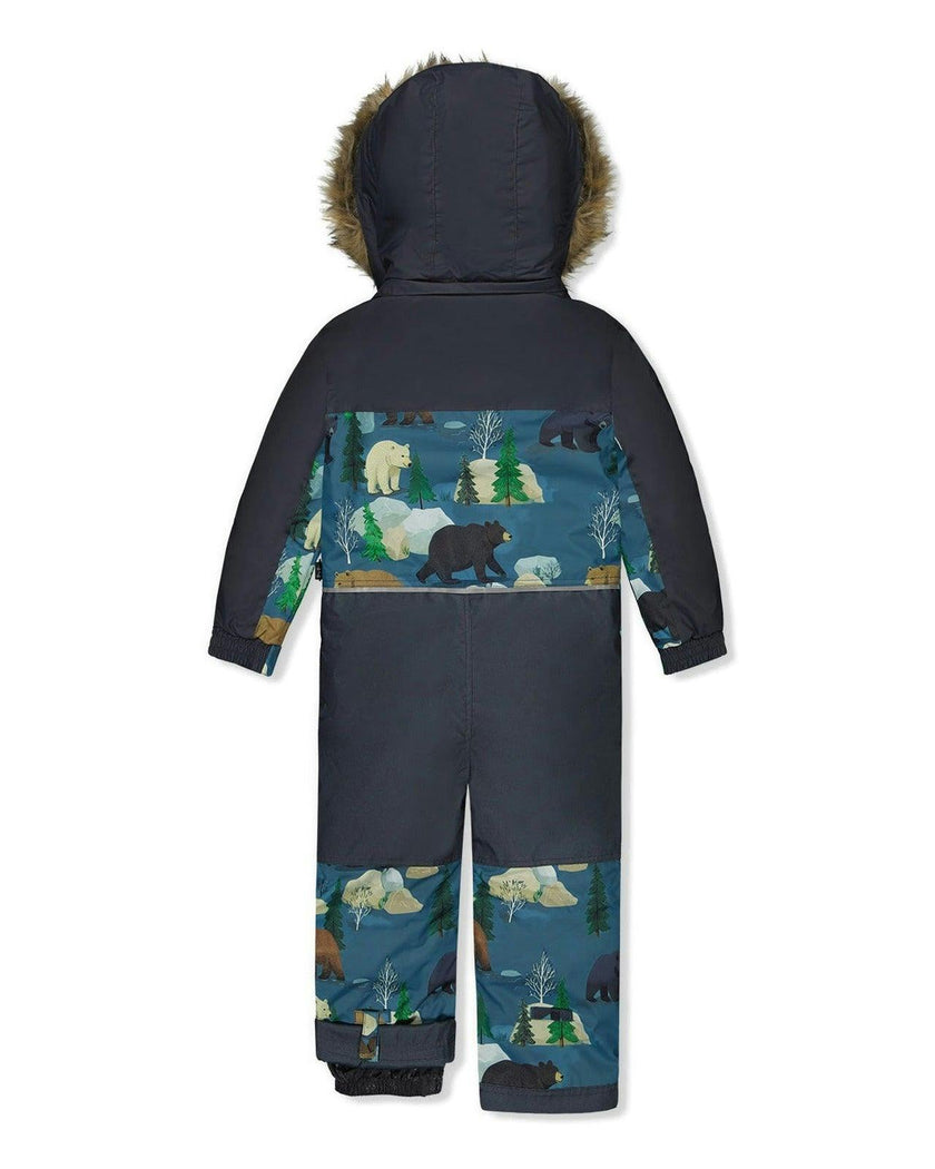 Kids One Piece Discover Snowsuit Blue Bear Print
