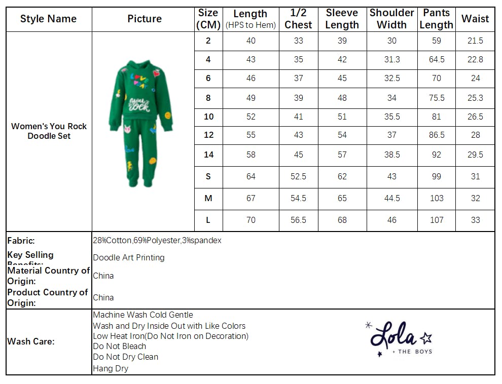 You Rock Doodle Print Hoodie And Pant Set
