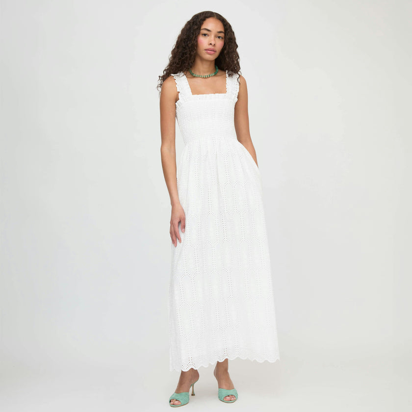 The Ashlyn Nap Dress - White Trellis Broderie