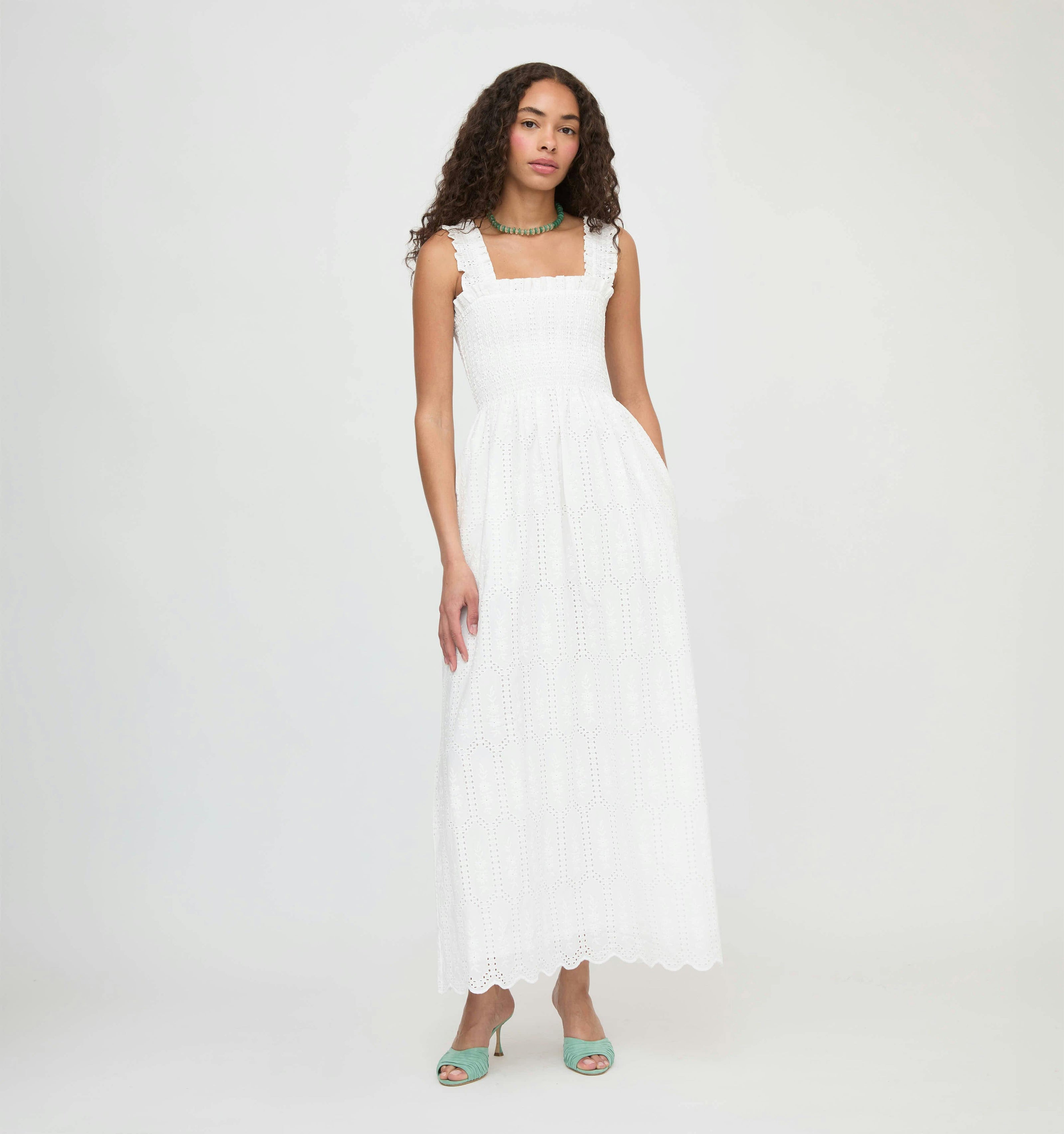 The Ashlyn Nap Dress - White Trellis Broderie