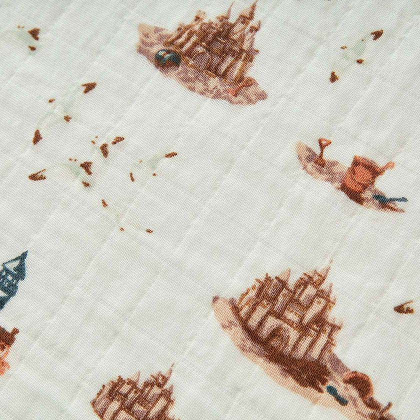 Sandcastle Organic Cotton Muslin Two-Piece Burp Cloth Set