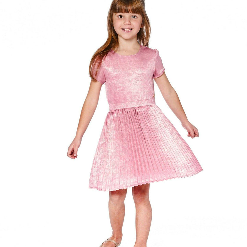 Short Sleeve Dress with Pleated Skirt