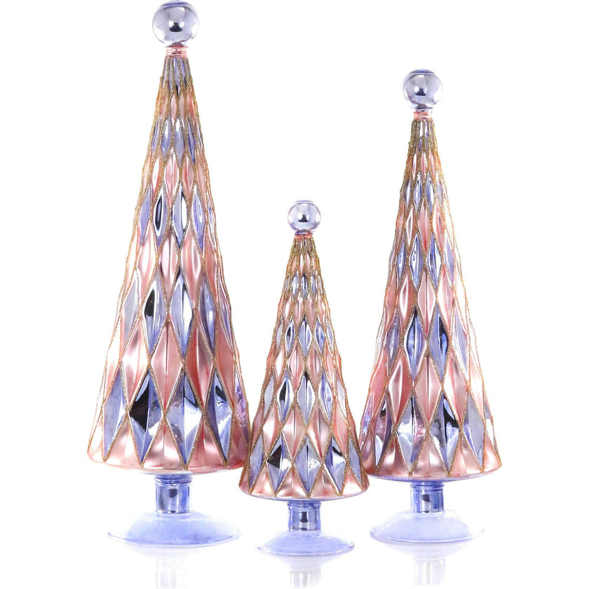 Mid Century Diamond Trees Periwinkle Pink