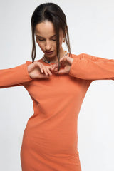 women's midi dress - orange sun