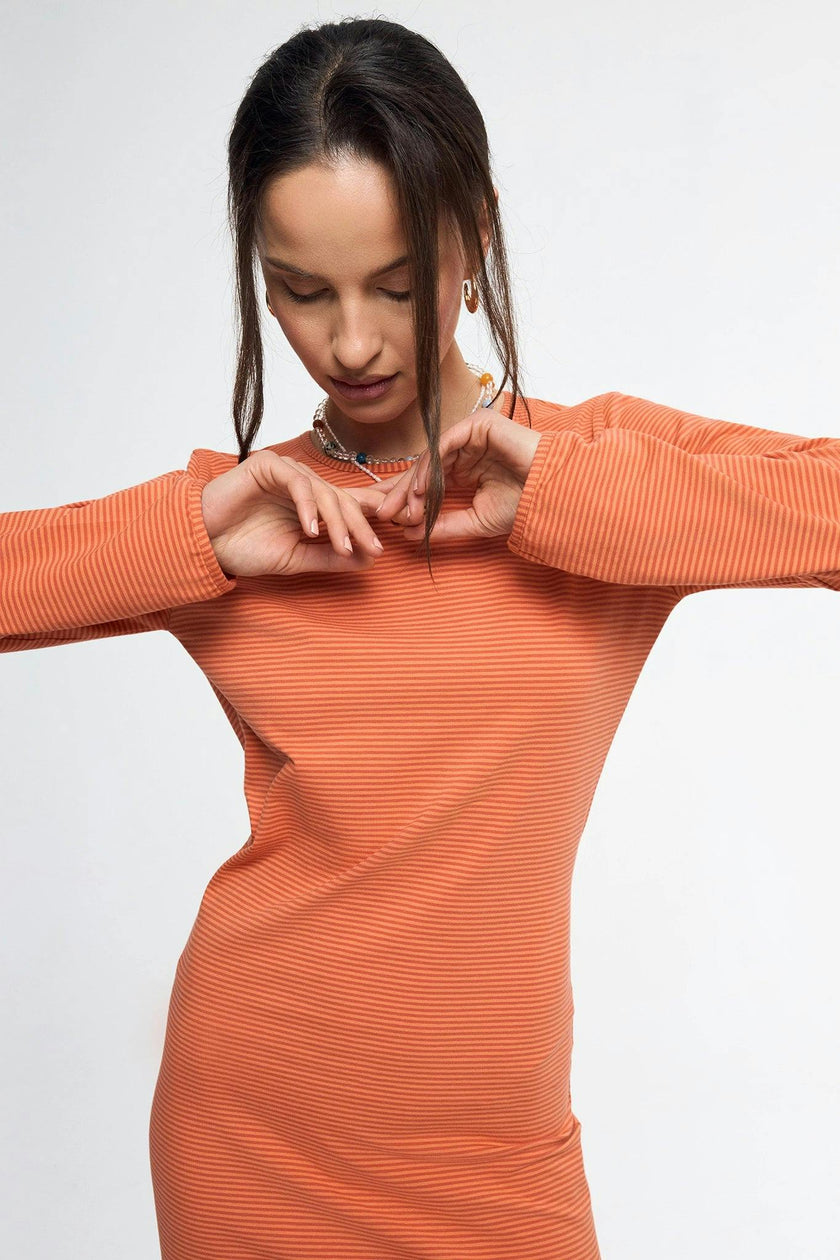 women's midi dress - orange sun