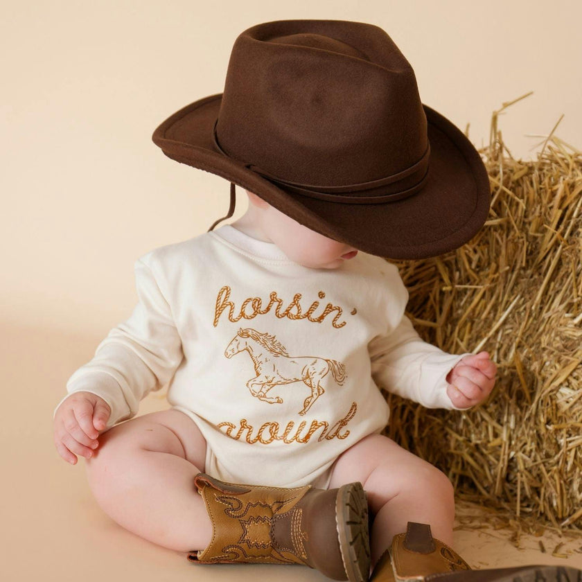 Horsin' Around Western Long Sleeve Romper