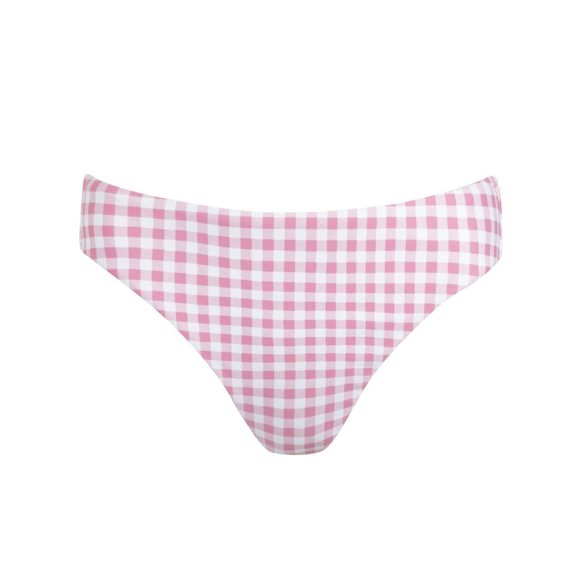 women's blush gingham mid rise bikini bottom