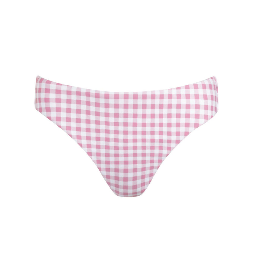 women's blush gingham mid rise bikini bottom