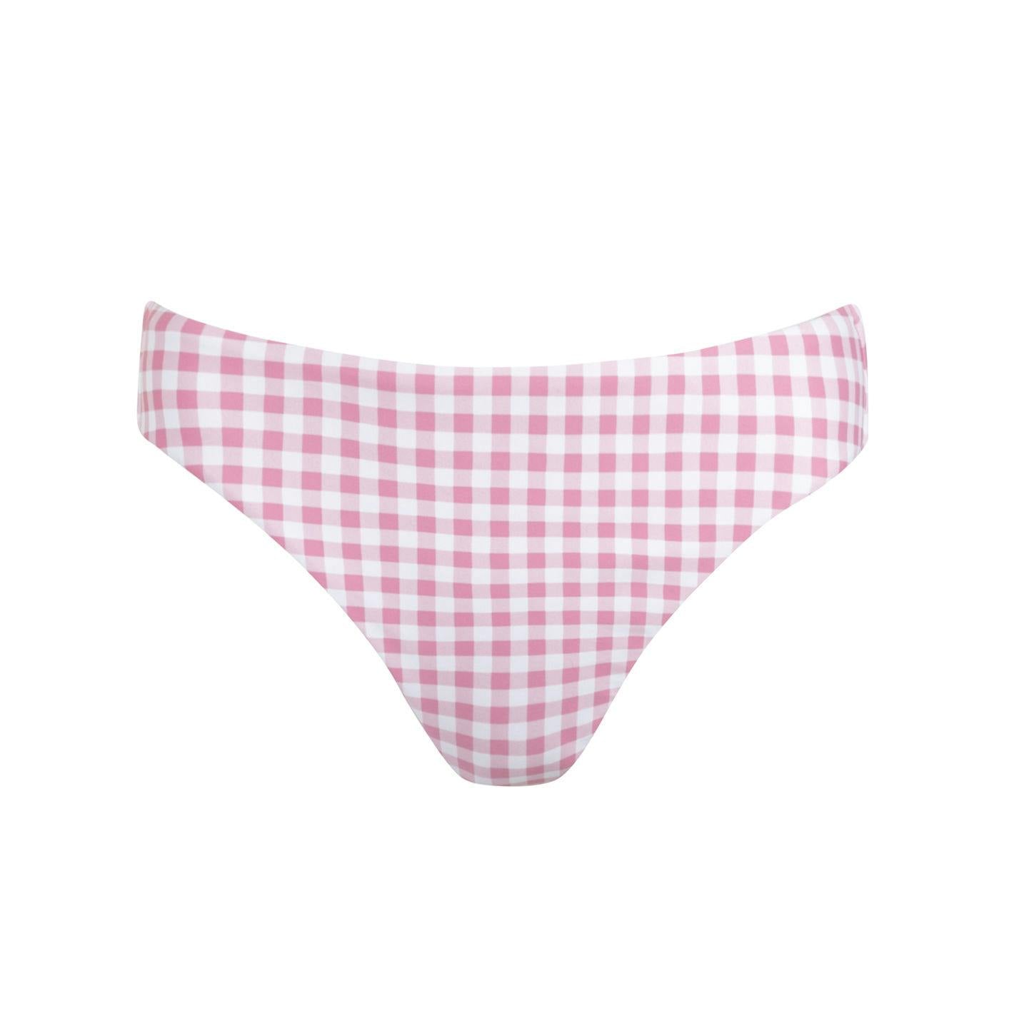 women's blush gingham mid rise bikini bottom