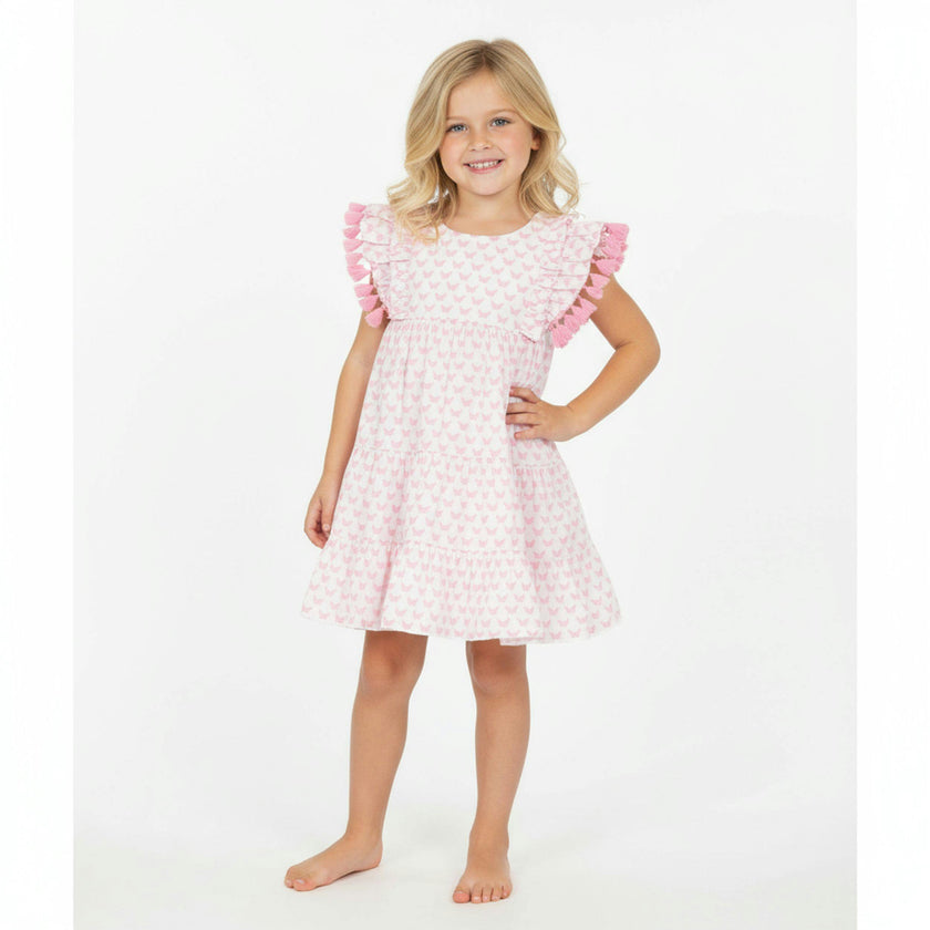 Sophie Girls Tassel Dress Pink Butterfly, Pink Butterfly