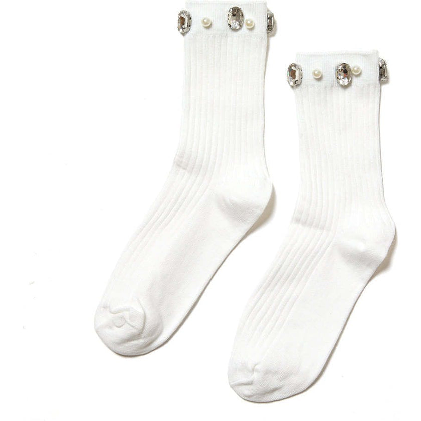 Crystal Ribbed Crew Socks