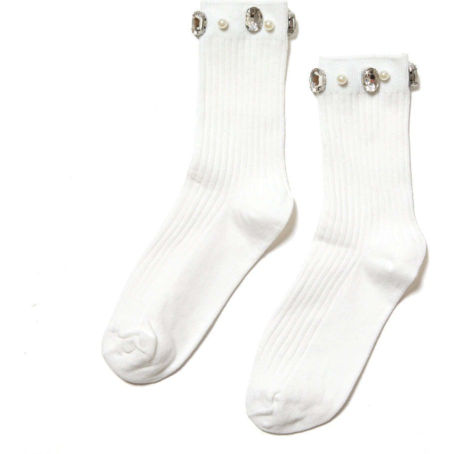 Crystal Ribbed Crew Socks
