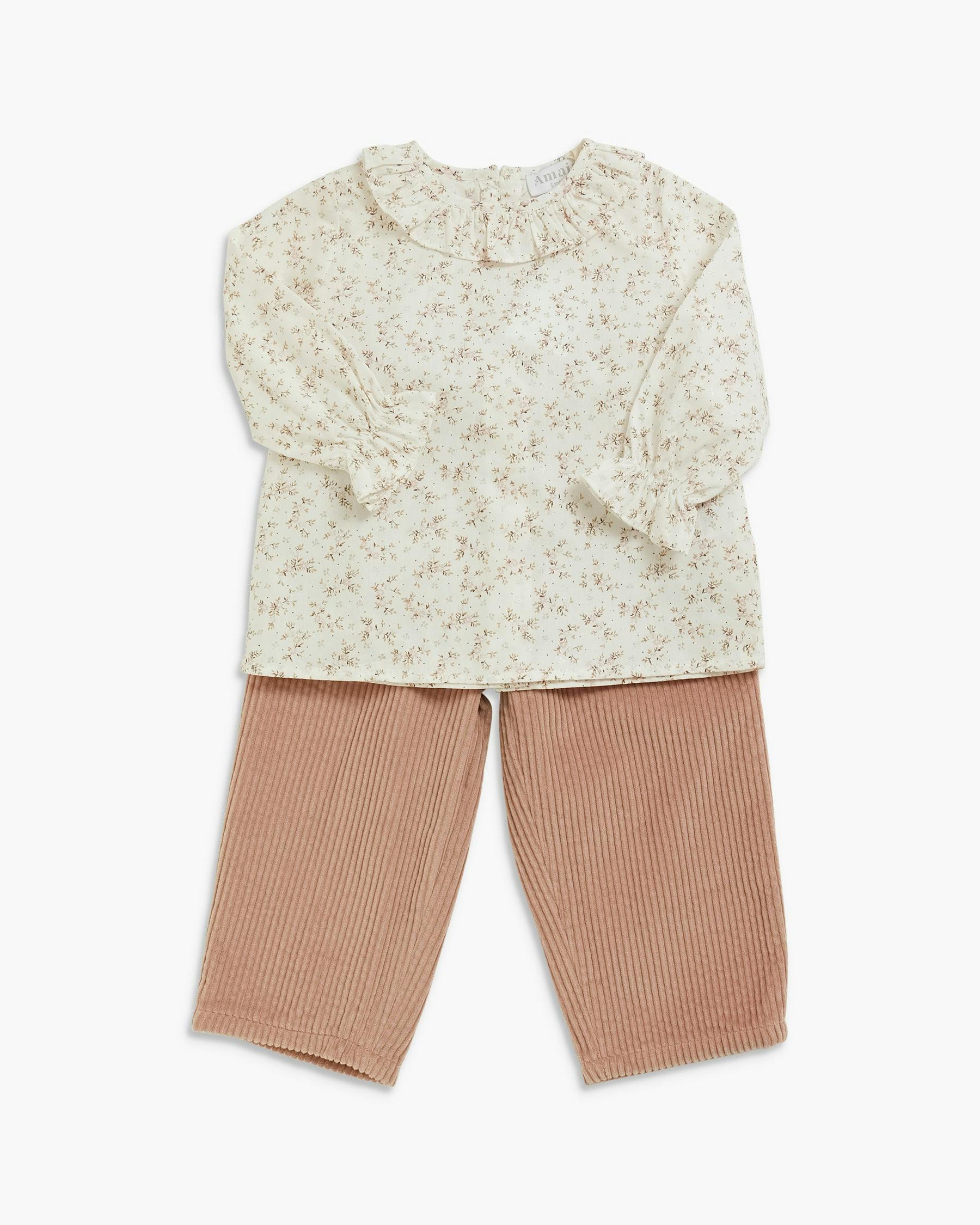 Amelia Blouse Pink Gold Floral