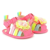 Pink Multicolor Strap Pom Sandals