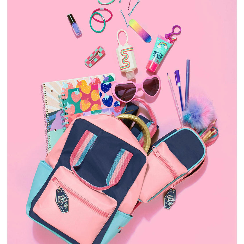 Style.Lab: Harlow Colorblock Backpack Pouch Set - Navy & Pink