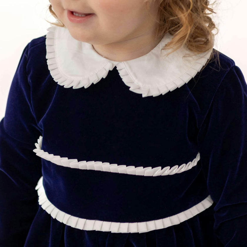 Long Sleeve Grace Bubble in Midnight Blue Velvet
