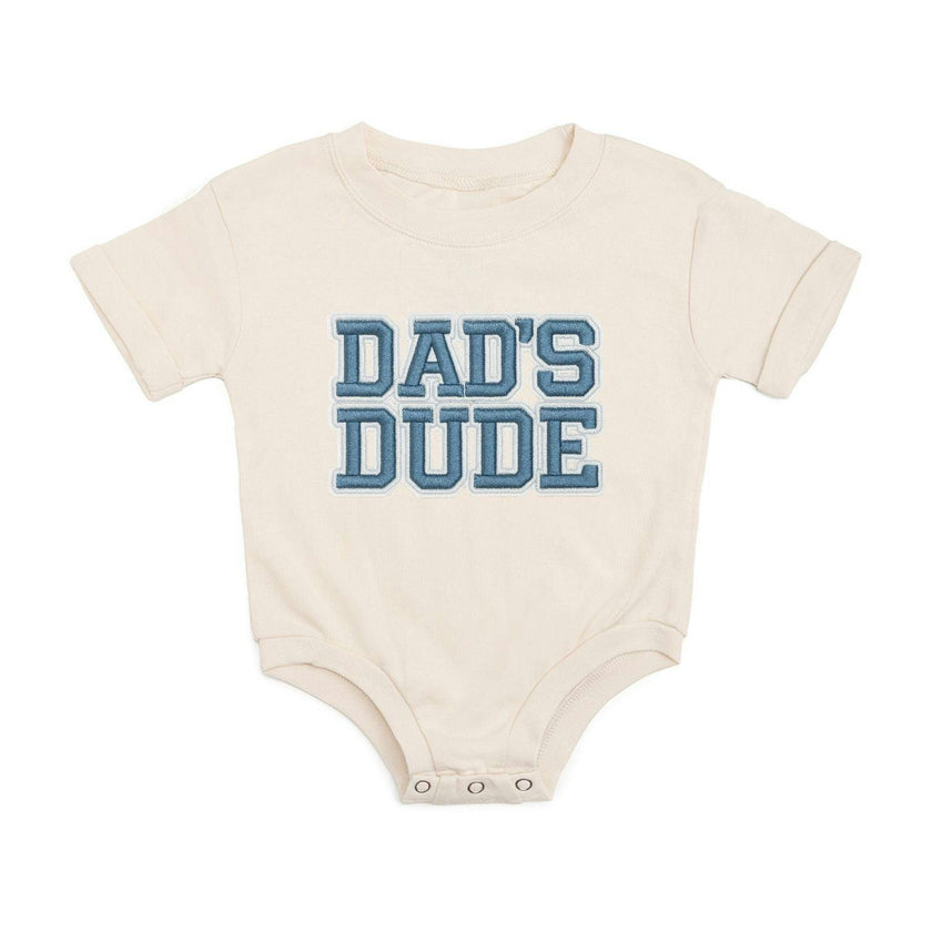 Dad's Dude Patch Short Sleeve Romper - Natural