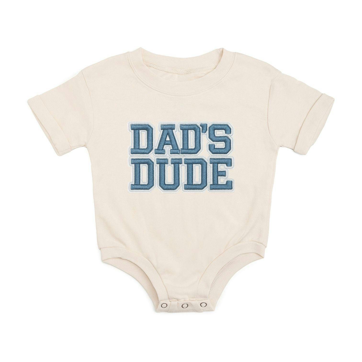 Dad's Dude Patch Short Sleeve Romper - Natural