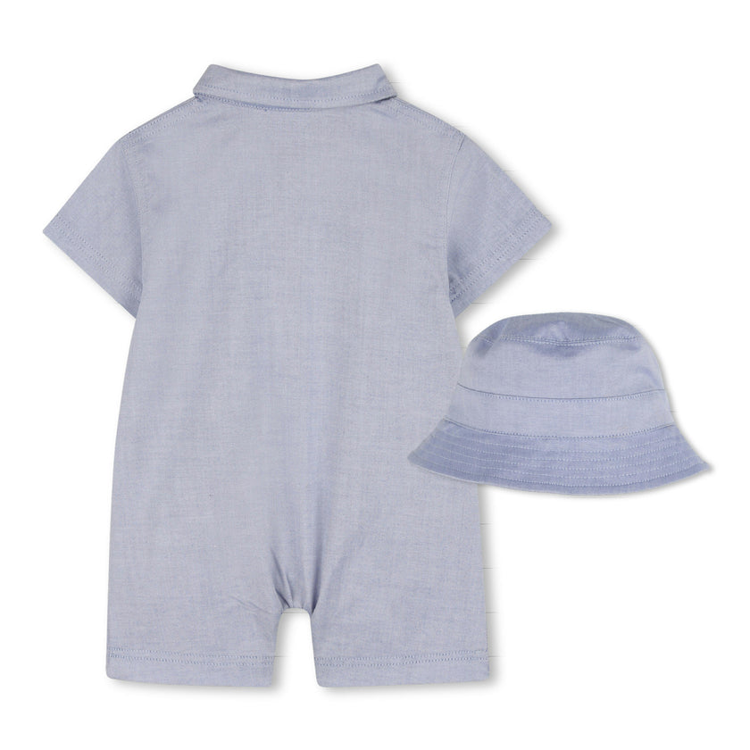 Light Blue Romper & Hat Set