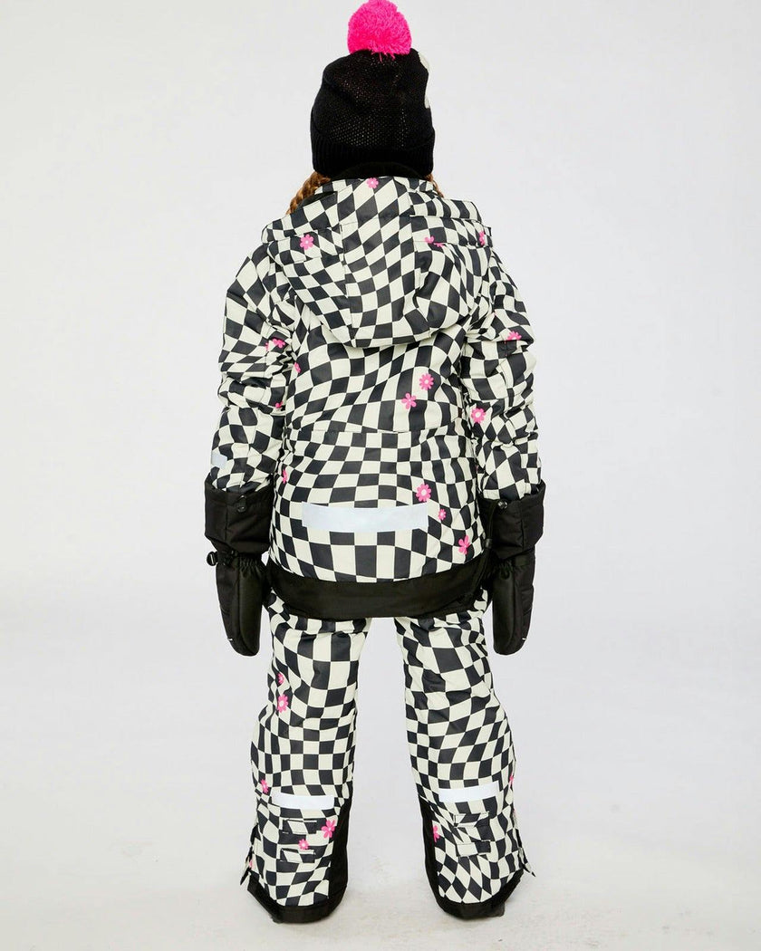 Two Piece Teknik Snowsuit White And Bright Pink Checkered Print
