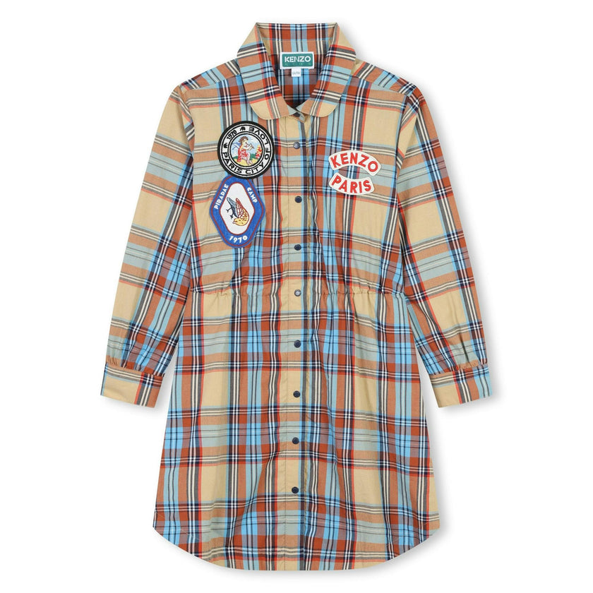 KENZO KIDS Paris Travels Checked Shirt Dress