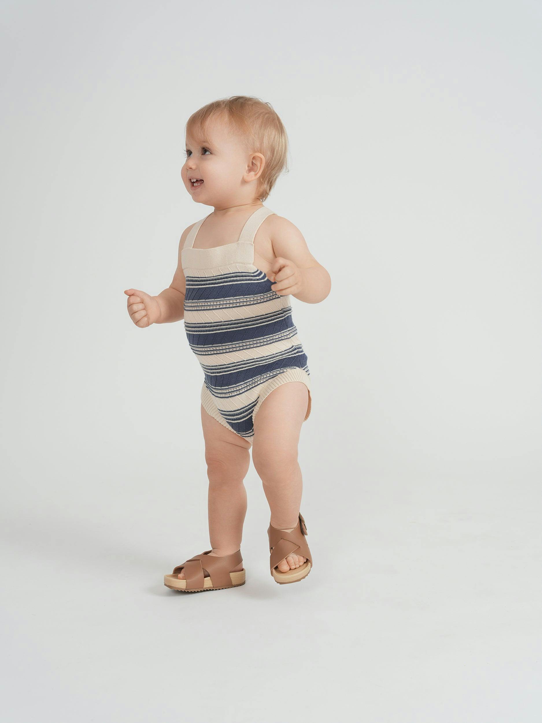 Striped Textured Knit Onesie