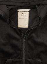 Cat Ears Velour Hoodie, Jet Black