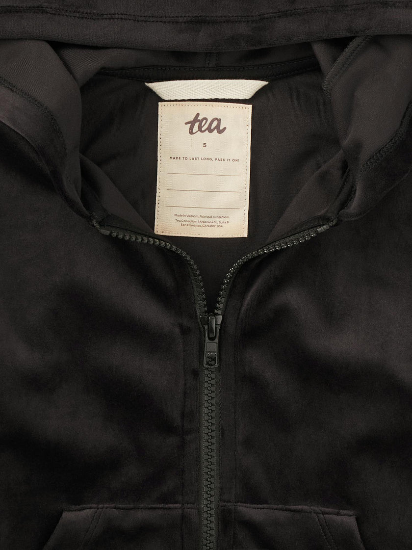Cat Ears Velour Hoodie, Jet Black
