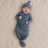 Organic Knotted Baby Gown - Indigo Blossom