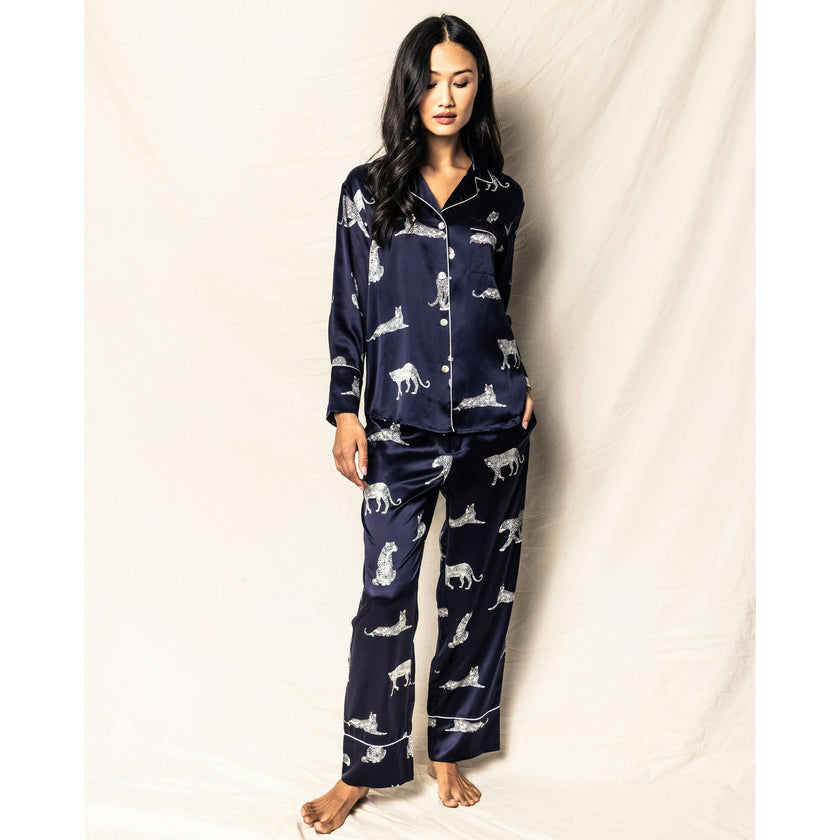 Women's Silk Pajama Set in Panthère de Nuit