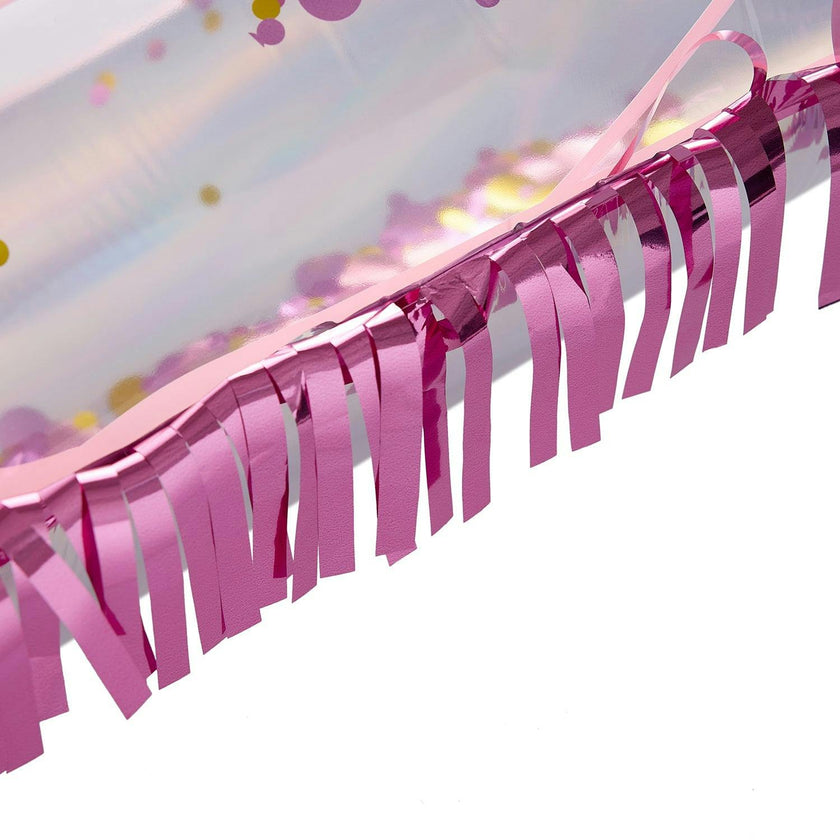Packed Party Confetti and Fringe Cowboy Boot Mylar Balloons Set of 2 - 21-Inch Pink Boot-Shaped Balloons with Confetti Fill and Shiny Fringe Detailing