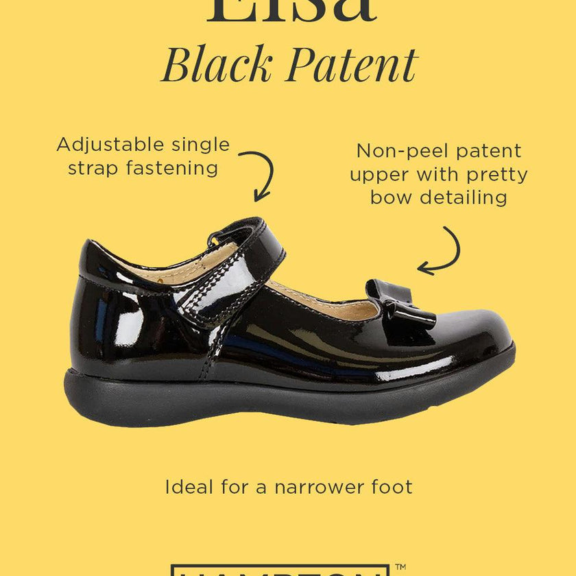 Hampton Classics Elsa School Shoes in Black Patent