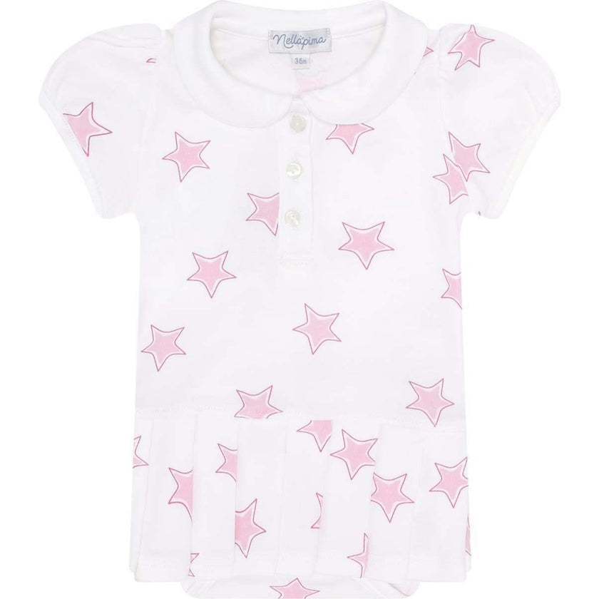 Pink Stars Print Onesie Dress