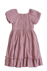 Mini Monica Dress in Pink & Brown Gingham