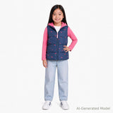 Hooded Puffer Vest | Navy Cherry