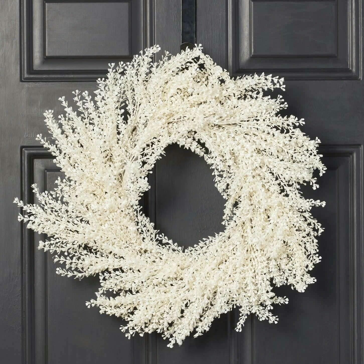 Frosted Shimmer Cream Baby's Breath Gypsophila Christmas Front Door Mantel Wreath 20