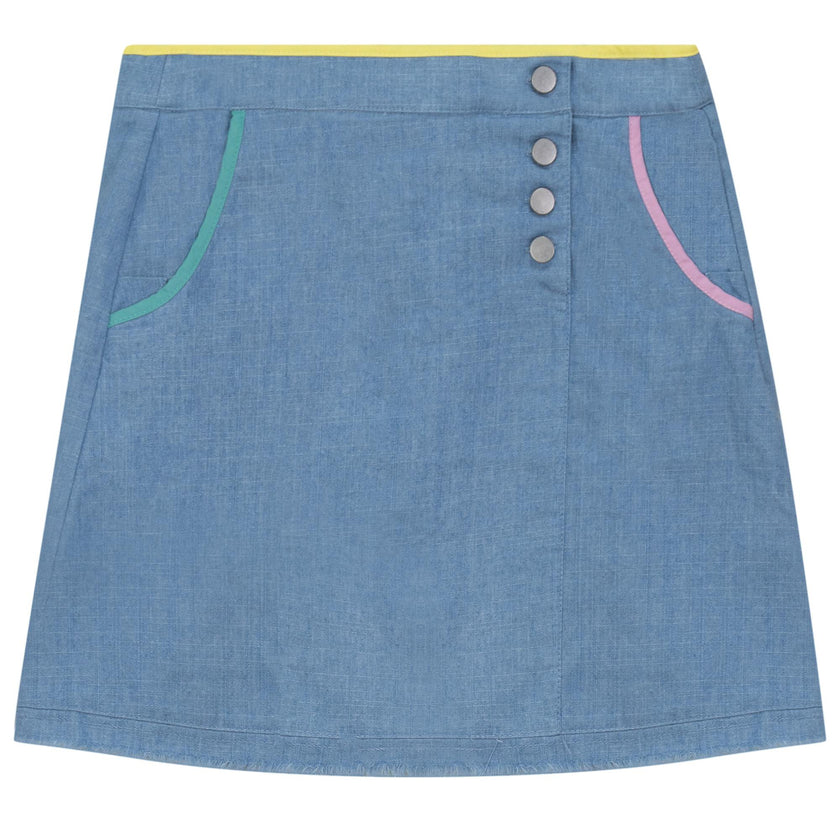 Woven Denim A-Line Skirt