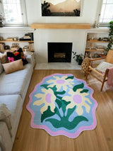 Colorful Wavy Flower Rug by Maggie Stephenson