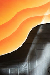 Orange Modern Abstract Wavy Area Rug by Juan Marquez