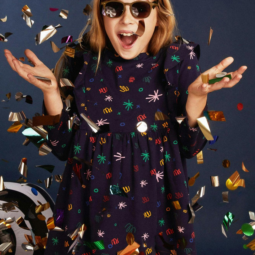 Recycled Cotton Confetti Kid Ruffle Dress