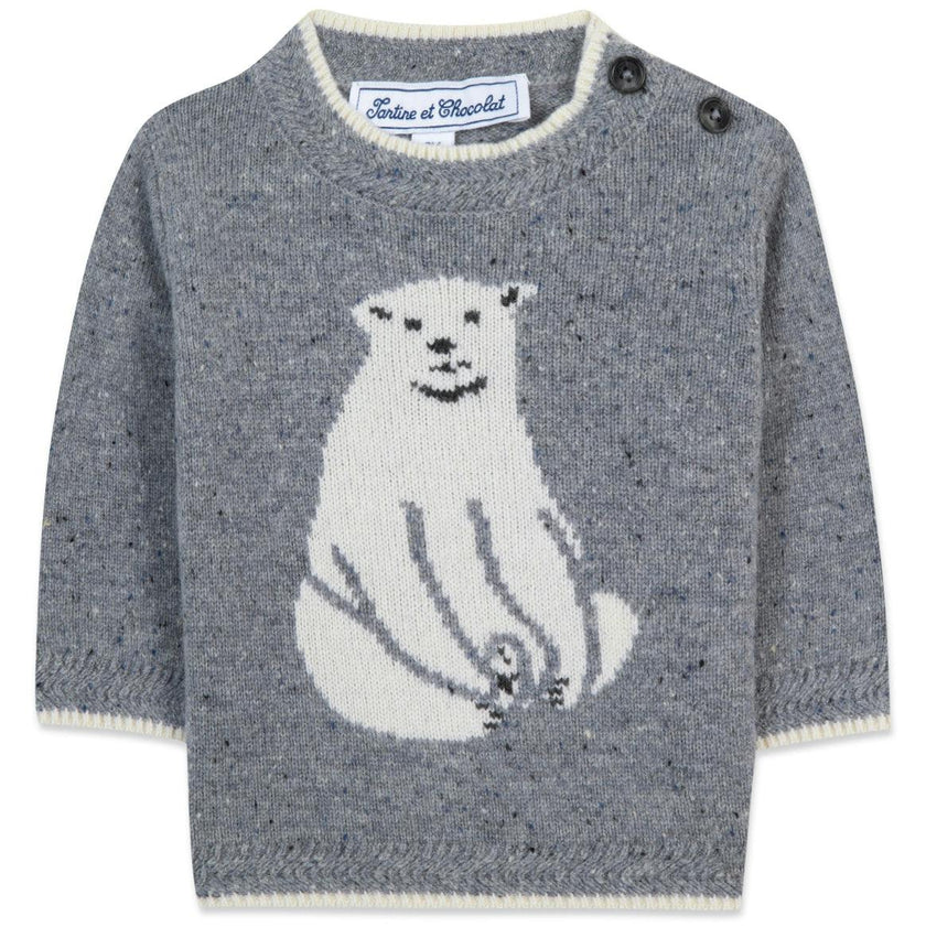 TARTINE ET CHOCOLAT Polar Bear Baby Sweater