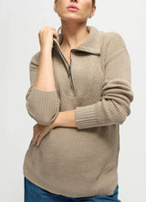 The Stay Cozy Quarter Zip Maternity Sweater
