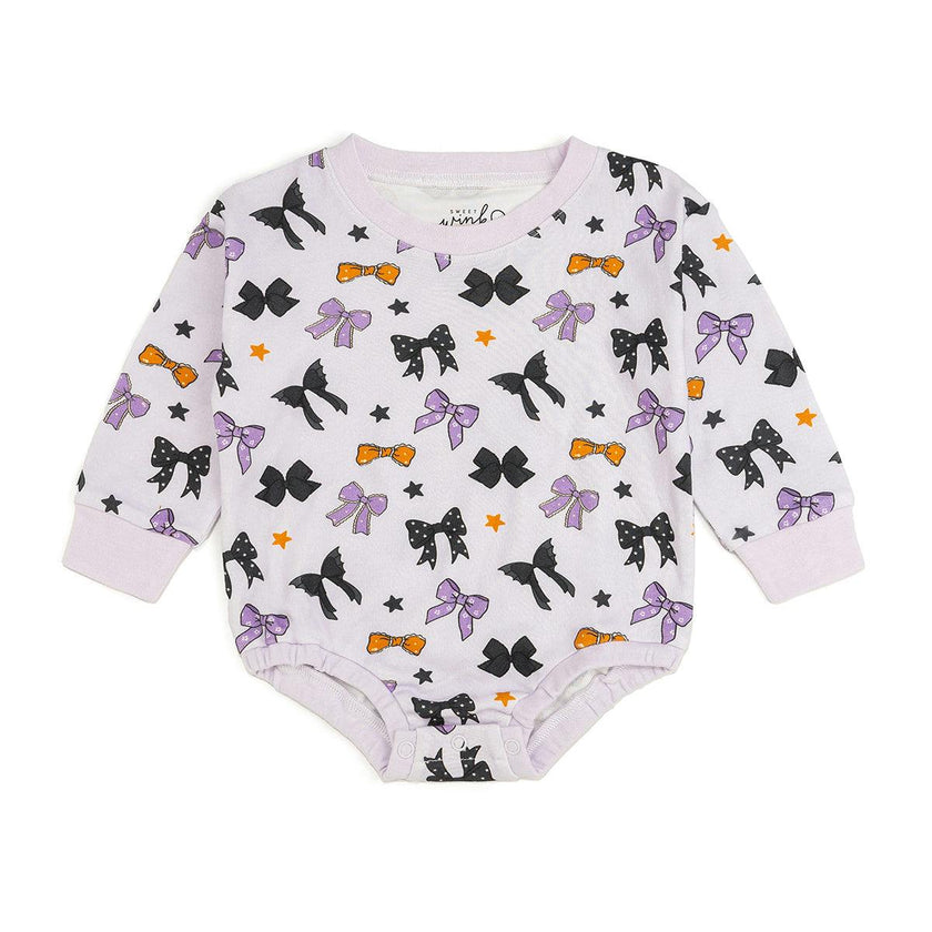 Spooky Bows Halloween Long Sleeve Romper