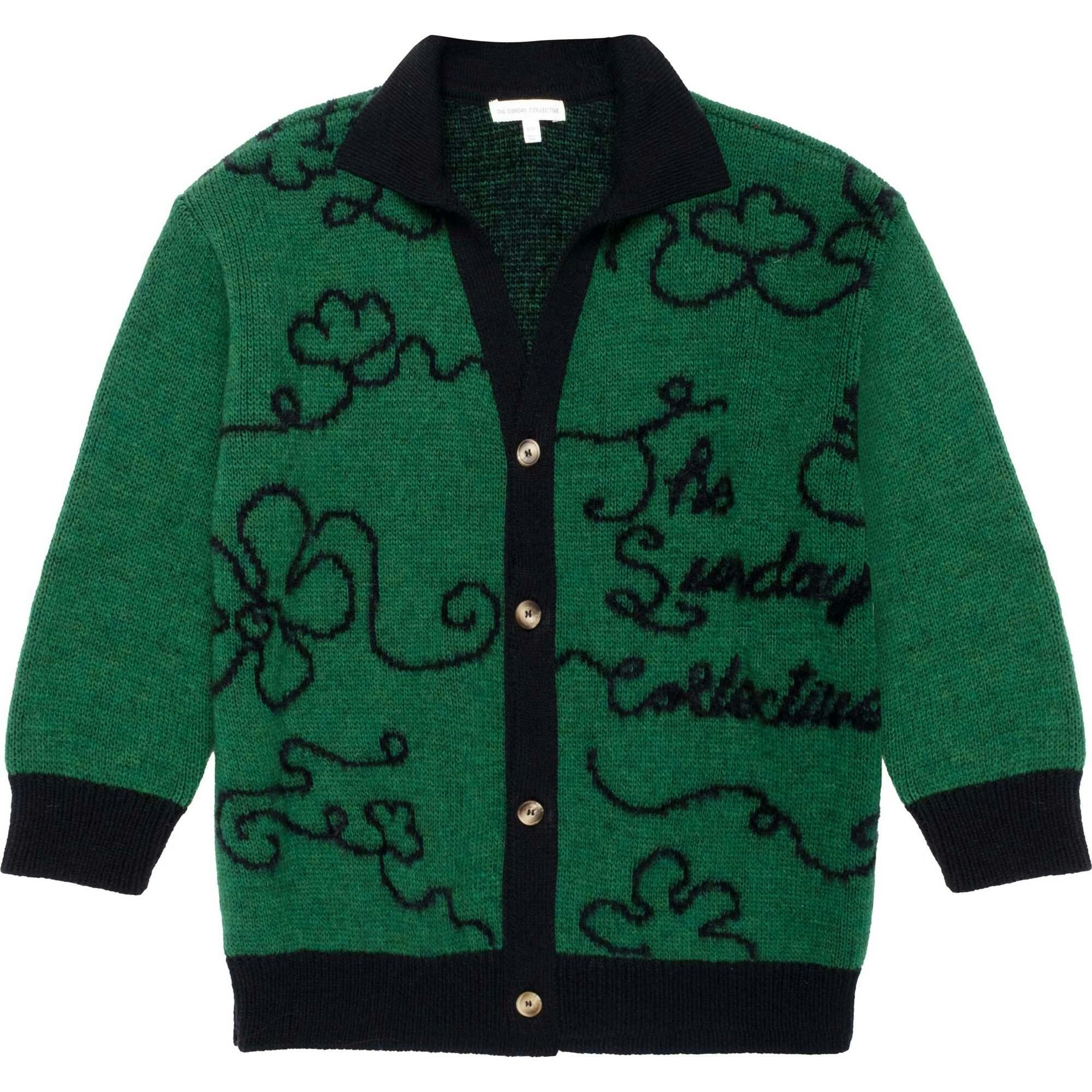Collared Classroom Cardigan with Intarsia