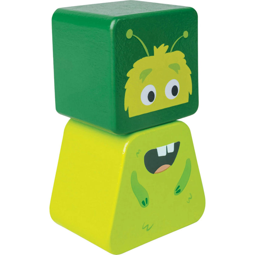 Building Block Monster Buddies - 3 Colorful Wooden Block Monster Characters