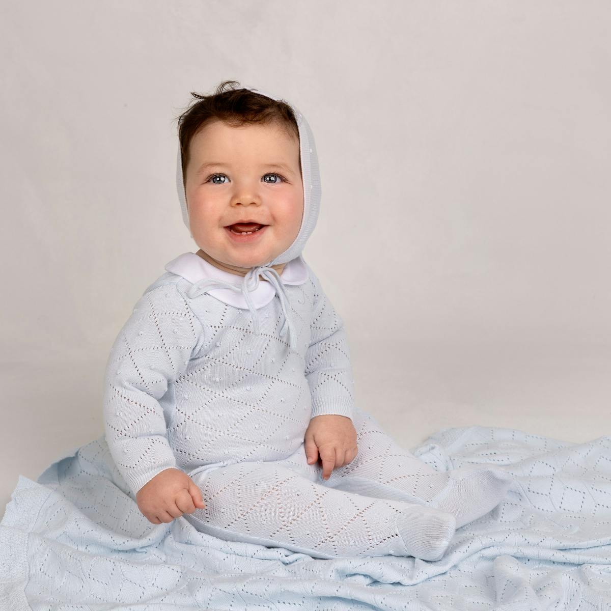 Boys Peter Pan Diamond Knit Romper