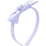 Seersucker Bow Headband in Lavender/White
