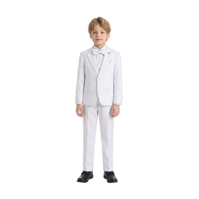 White Suit Peak Lapel Tuxedo Set