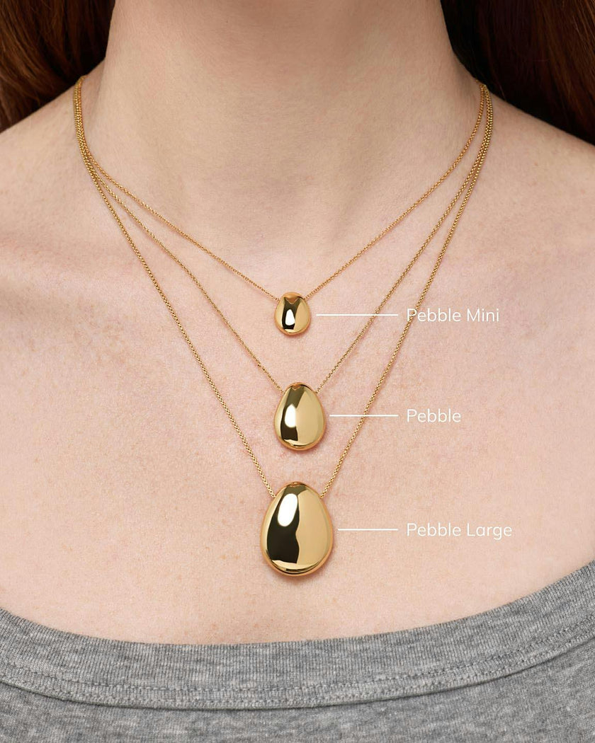 Gold Pendant Necklace - Pebble Mini
