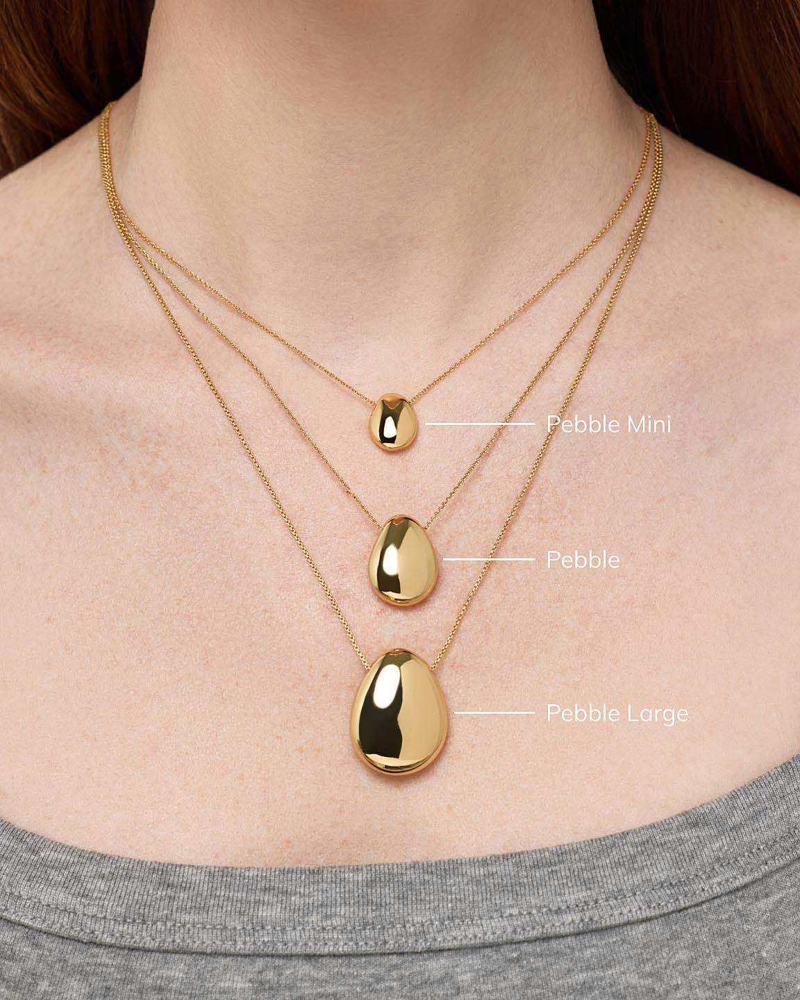 Gold Pendant Necklace - Pebble Mini